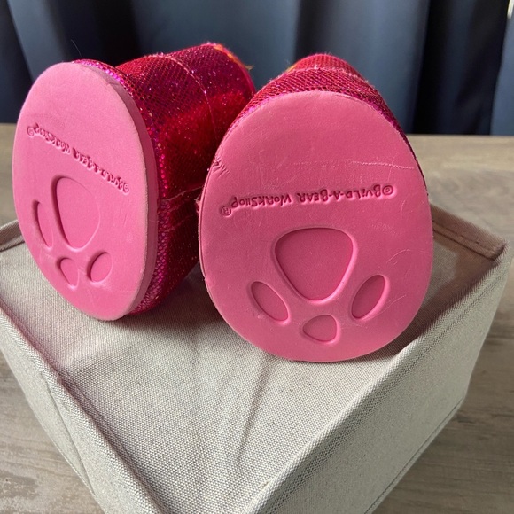 Build A Bear Boots Shoes Pink Glitter Sparkle Fur Accessory Clothing BABW - Picture 6 of 6